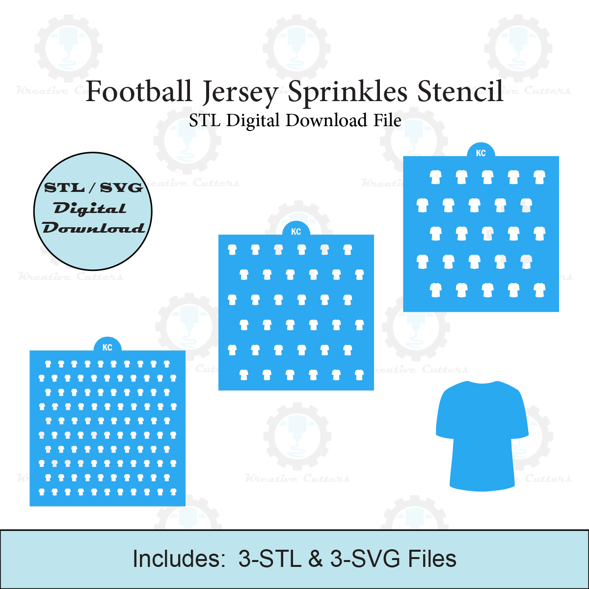Football Jersey Sprinkles Stencil | Laser or 3D Printed, Decorating Stencils | Digital Download STL & SVG Files
