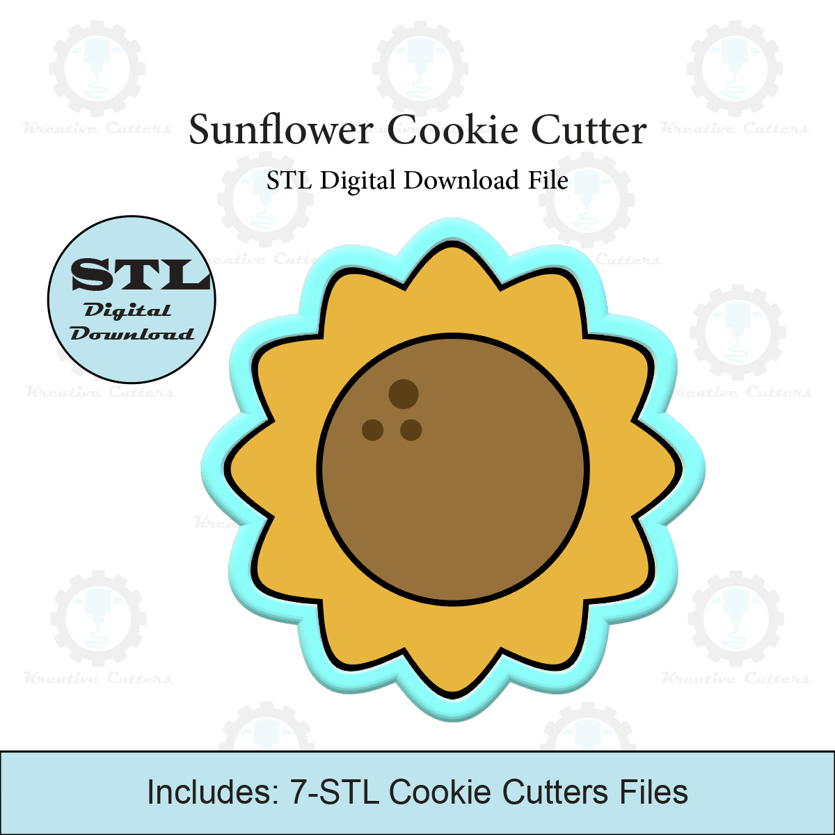 Sunflower Cookie Cutter Stl File Kreative Cutters 6816
