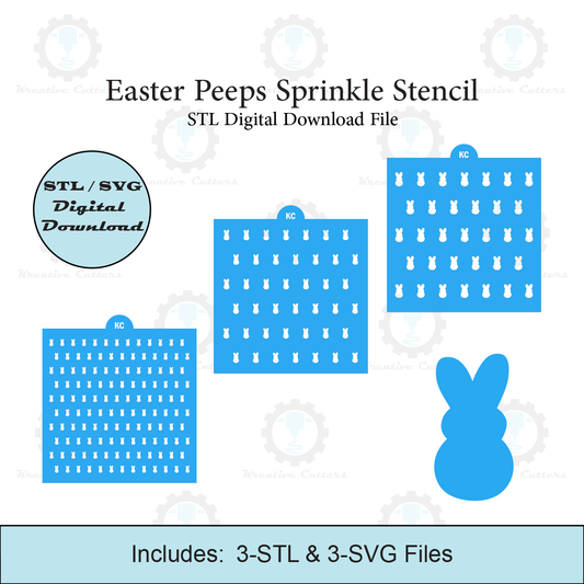 Easter Peeps Sprinkles Stencil | Laser or 3D Printed, Decorating Stencils | Digital Download STL & SVG Files