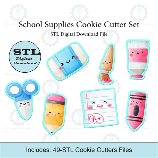 School Supplies Cookie Cutter Set | STL File