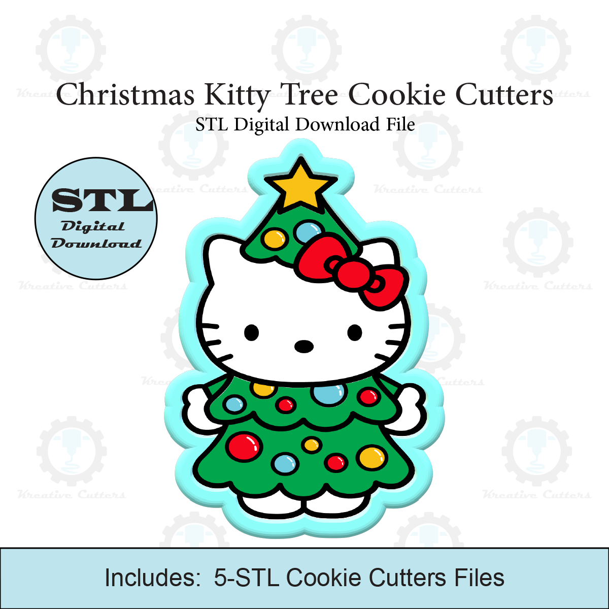 Christmas Kitty Tree Cookie Cutters | STL File
