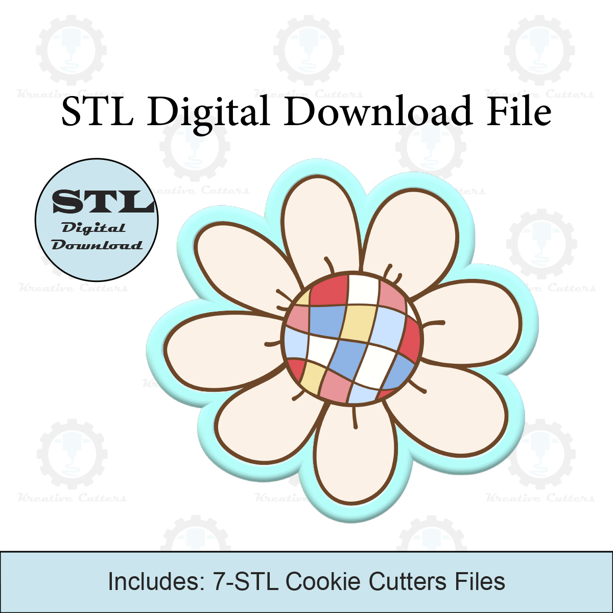 Checkered Daisy Cookie Cutters | STL File
