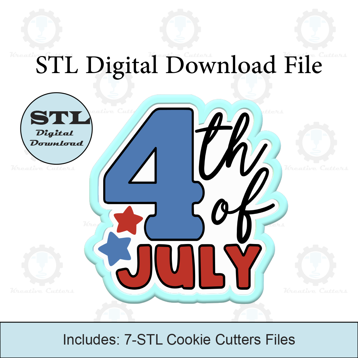 4th Of July Cookie Cutter STL File | Kreative Cutters
