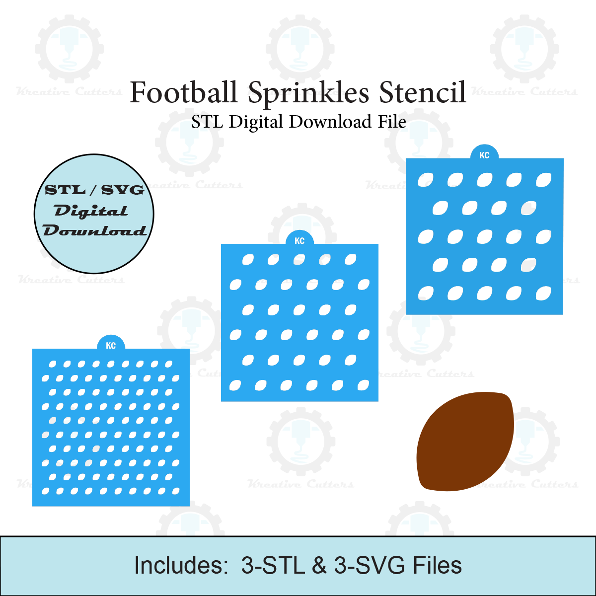 Football Sprinkles Stencil | Laser or 3D Printed, Decorating Stencils | Digital Download STL & SVG Files