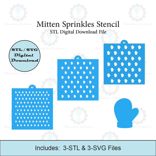 Mitten Sprinkles Stencil | Laser or 3D Printed, Decorating Stencils | Digital Download STL & SVG Files