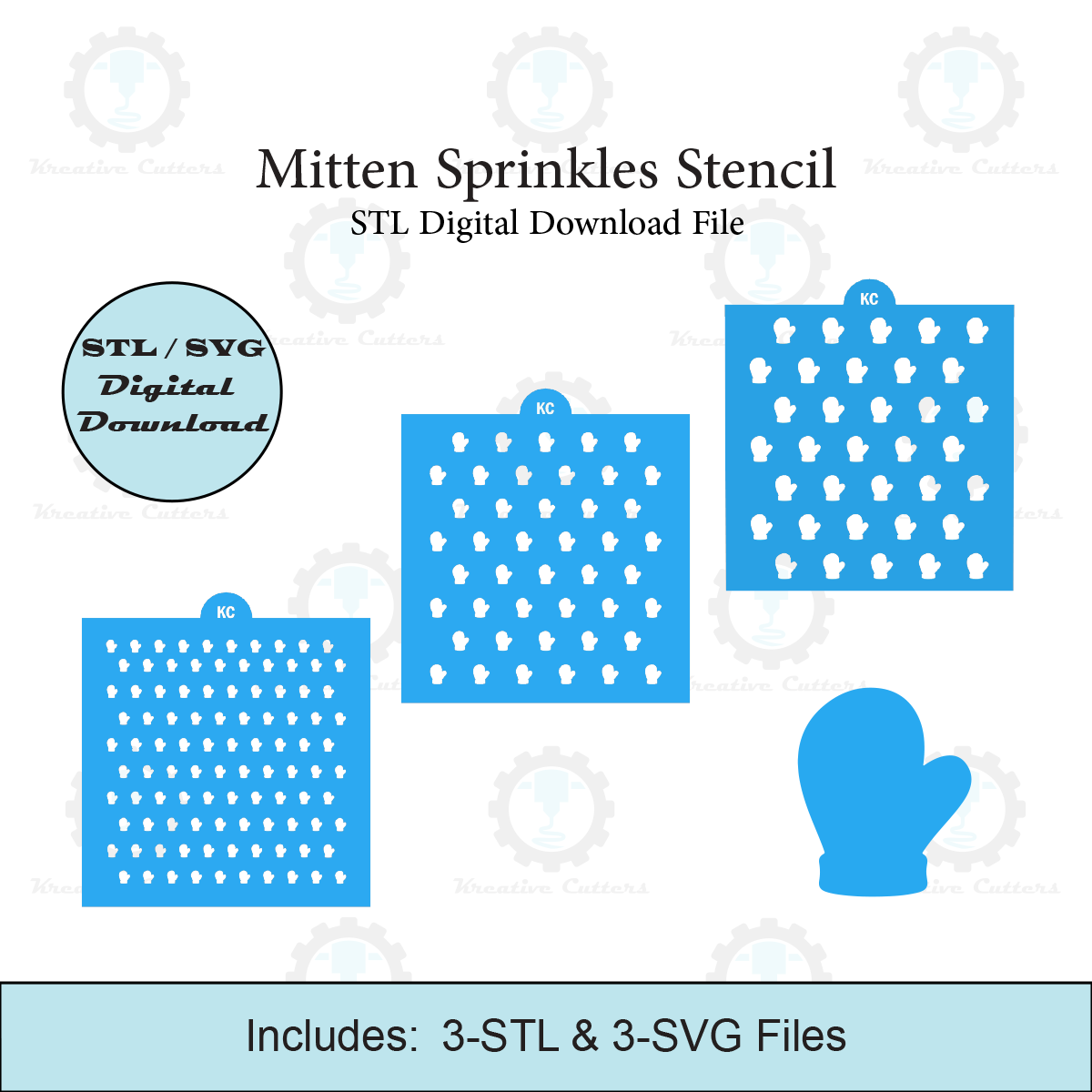 Mitten Sprinkles Stencil | Laser or 3D Printed, Decorating Stencils | Digital Download STL & SVG Files