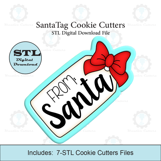 Santa Tag Cookie Cutters | With personalized Text Box | STL File