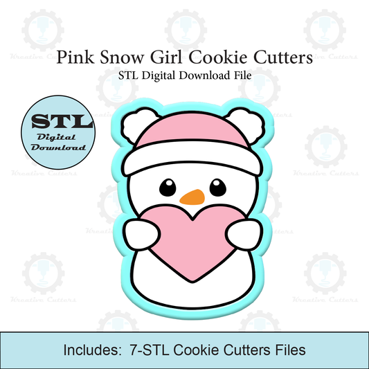 Pink Snow Girl Cookie Cutter | STL File