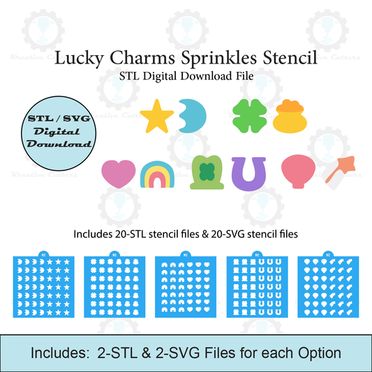 Lucky Charms Sprinkles Stencil | Laser or 3D Printed, Decorating Stencils | Digital Download STL & SVG Files