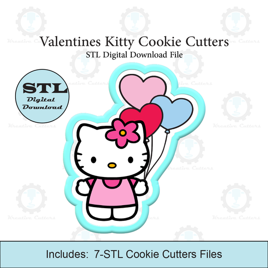 Valentines Kitty Cookie Cutters | STL File