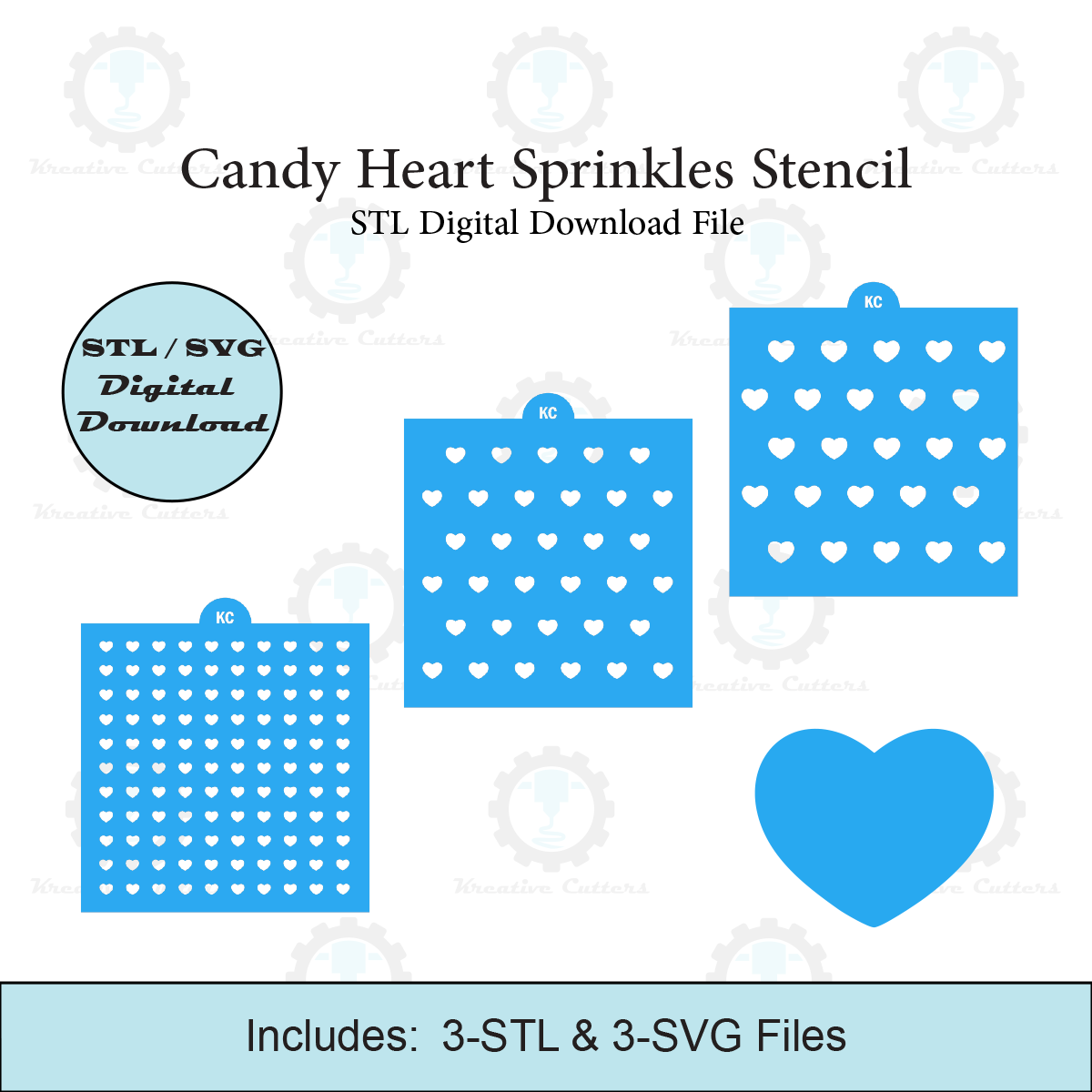 Candy Hearts Sprinkles Stencil | Laser or 3D Printed, Decorating Stencils | Digital Download STL & SVG Files