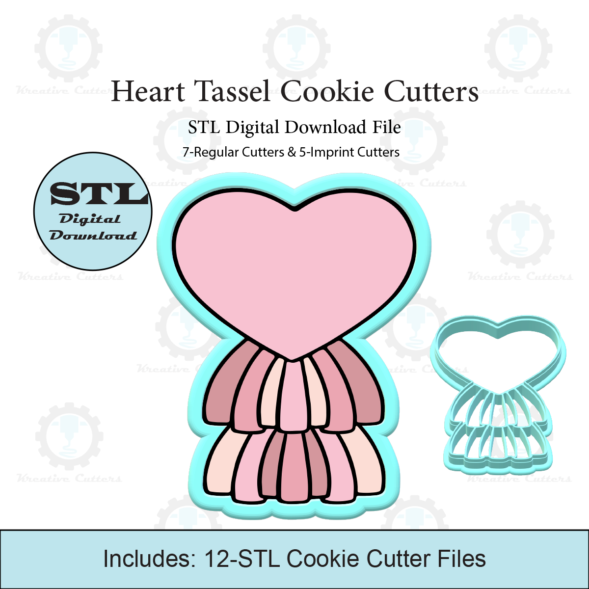 Heart Tassel Cookie Cutters | Standard & Imprint Cutters Included | STL Files