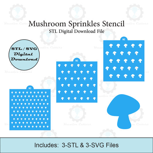 Mushroom Sprinkles Stencil | Laser or 3D Printed, Decorating Stencils | Digital Download STL & SVG Files