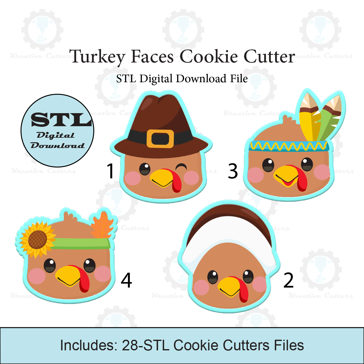 Turkey Faces Cookie Cutter | STL File