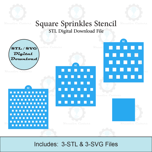 Square Sprinkles Stencil | Laser or 3D Printed, Decorating Stencils | Digital Download STL & SVG Files