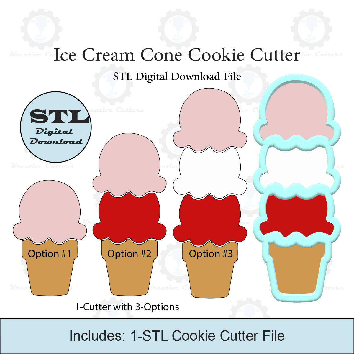 Ice Cream Cone Cookie Cutter | STL File