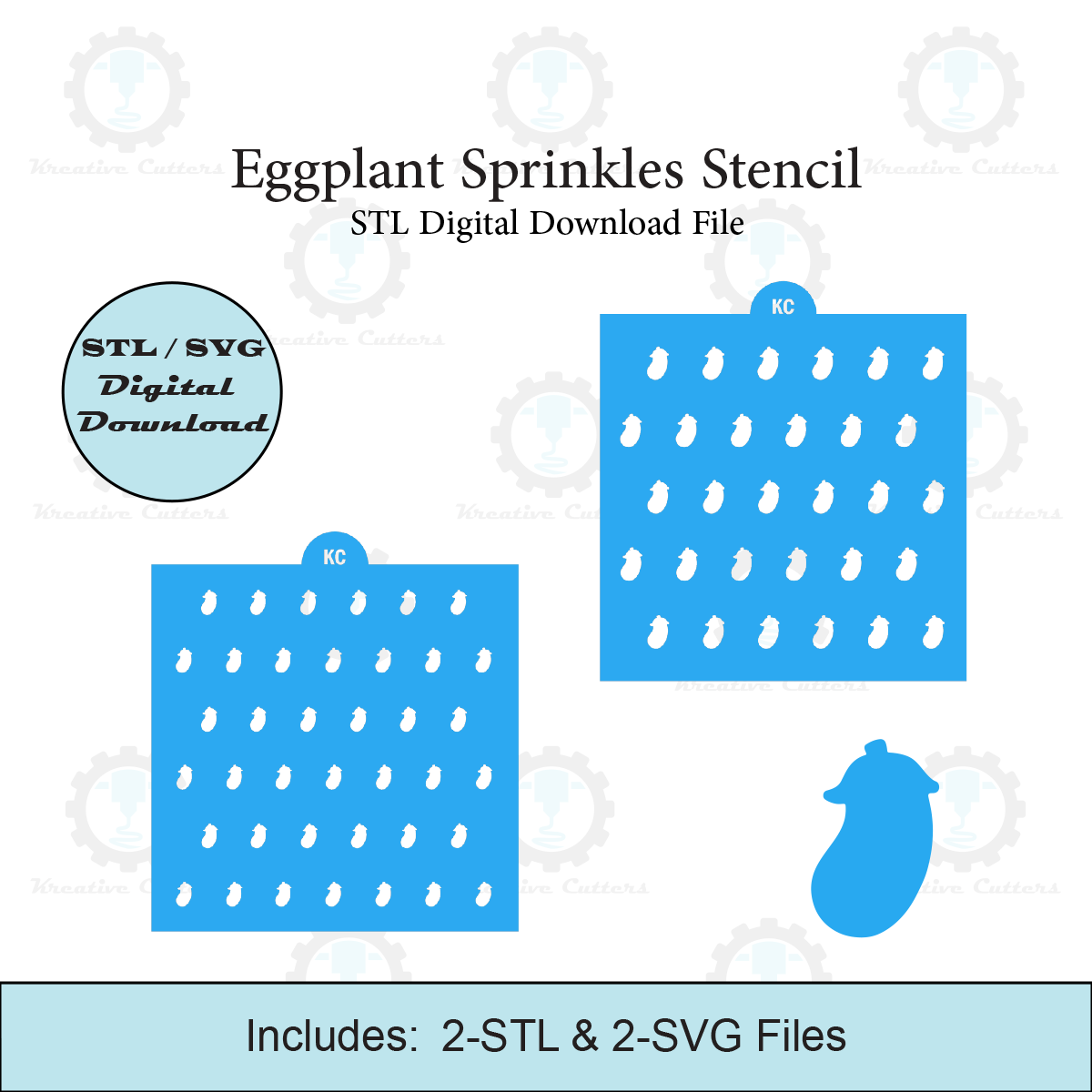 Eggplant Sprinkles Stencil | Laser or 3D Printed, Decorating Stencils | Digital Download STL & SVG Files