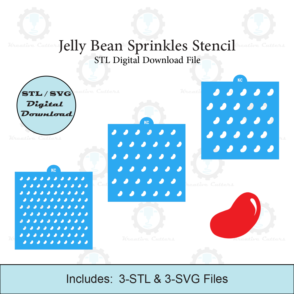 Jelly bean Sprinkles Stencil | Laser or 3D Printed, Decorating Stencils | Digital Download STL & SVG Files