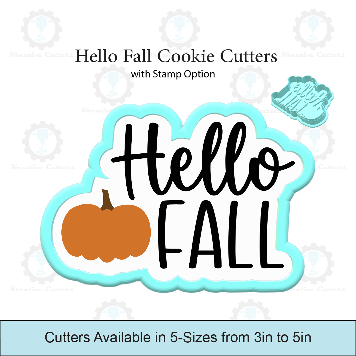 Hello Fall Cookie Cutter with Stamp Option