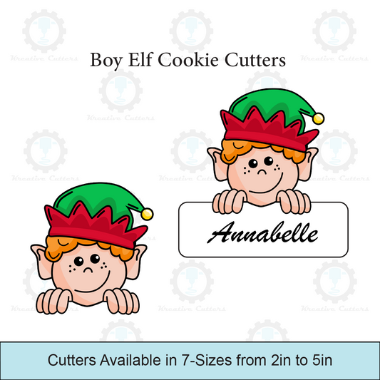 Boy Elf Cookie Cutters | With personalized Text Box Option