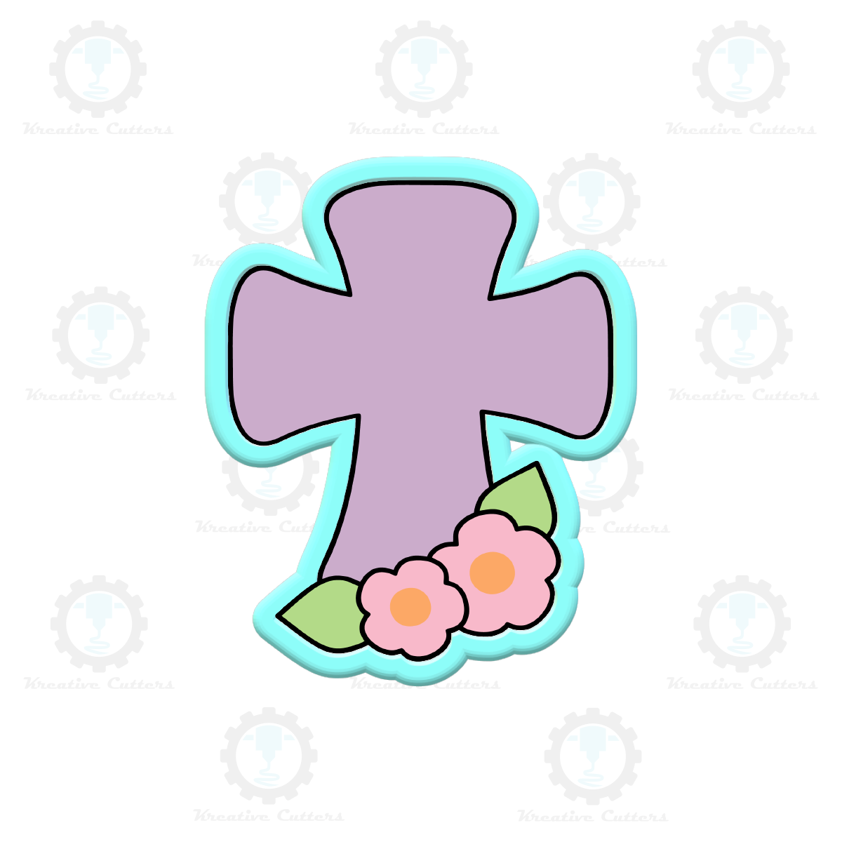 Cross With Flowers Cookie Cutters