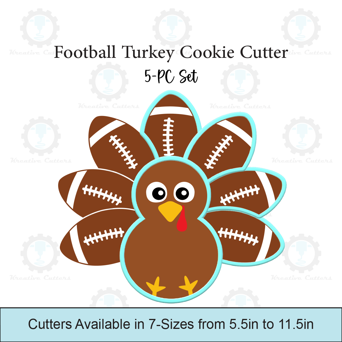 Football Turkey Cookie Cutter Platter 5-PC Set