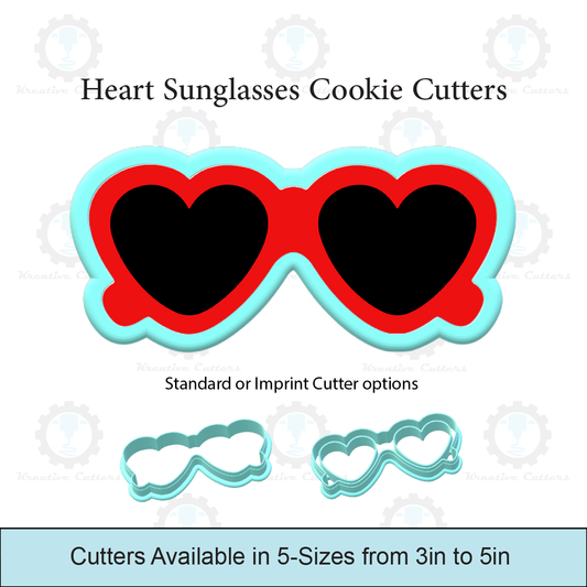 Heart Sunglasses Cookie Cutters | With Imprint Cutter Option