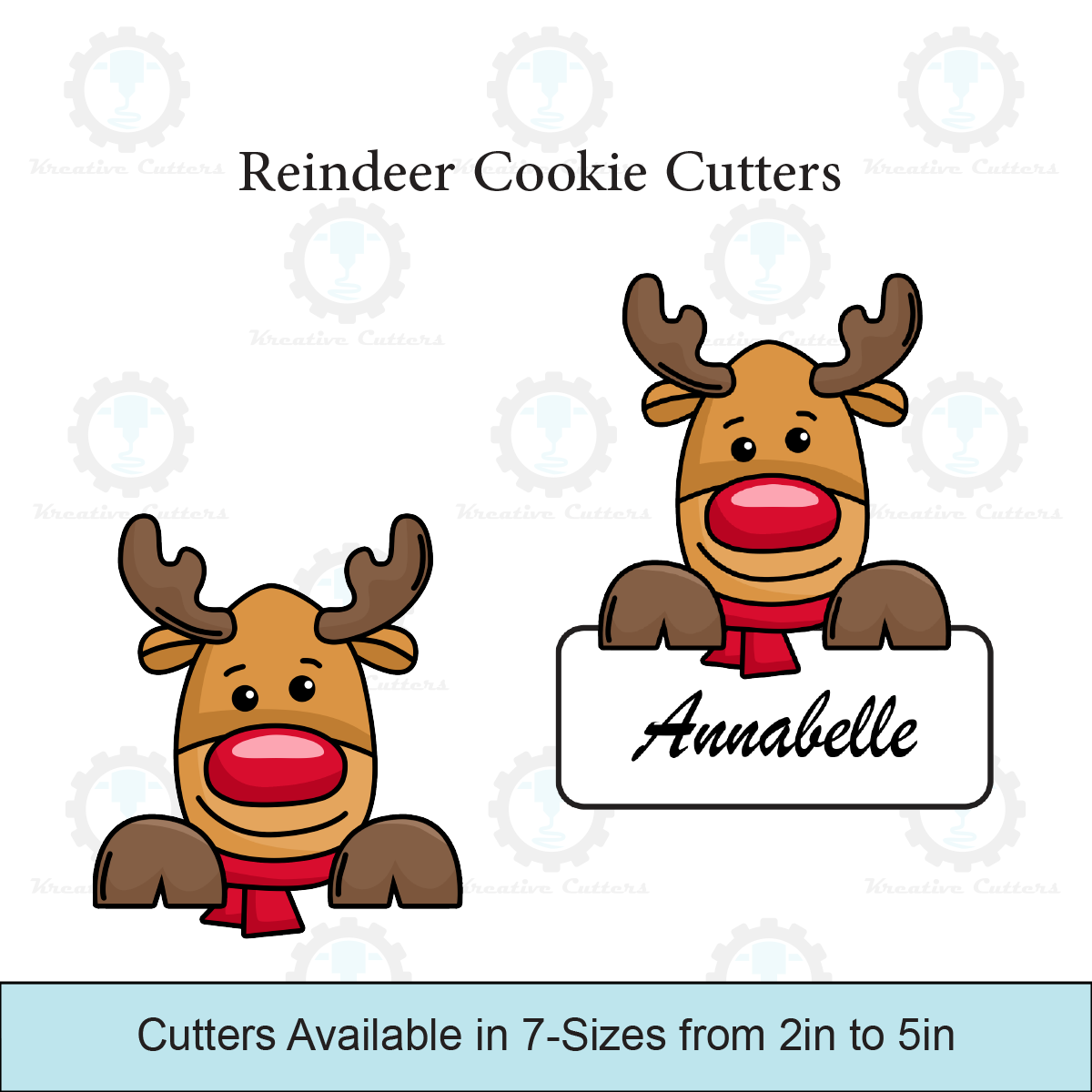 Reindeer Cookie Cutters | With personalized Text Box Option