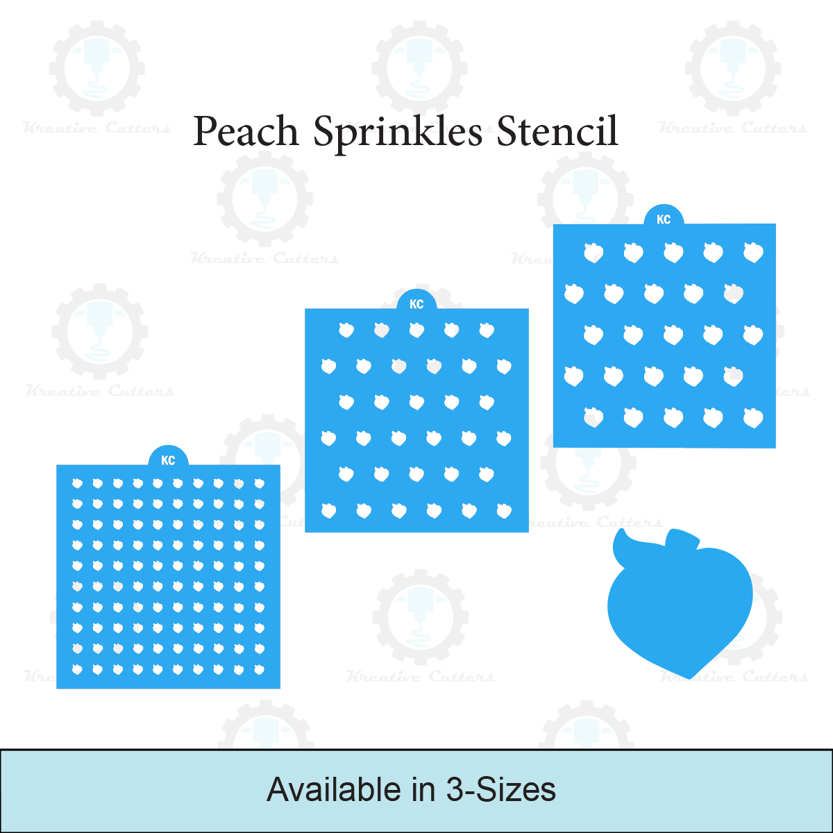 Peach Stencil Sprinkles Stencil | 3D Printed, Cookie, Cake, & Cupcake, Decorating Stencils