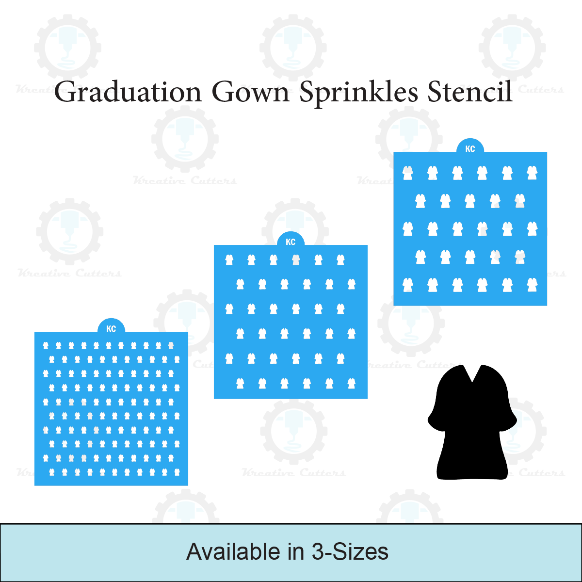Graduation Gown Sprinkles Stencil | 3D Printed, Cookie, Cake, & Cupcake, Decorating Stencils