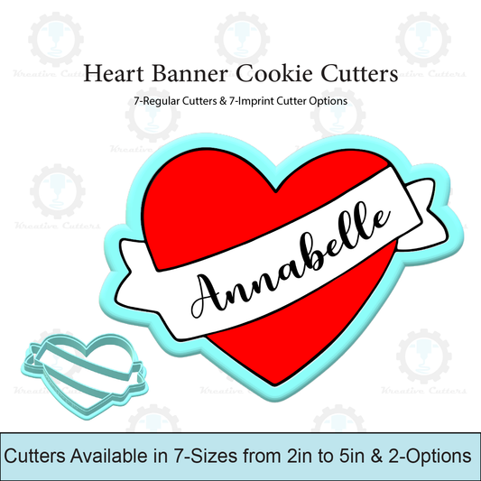 Heart Banner Cookie Cutters | With Imprint Cutter Option