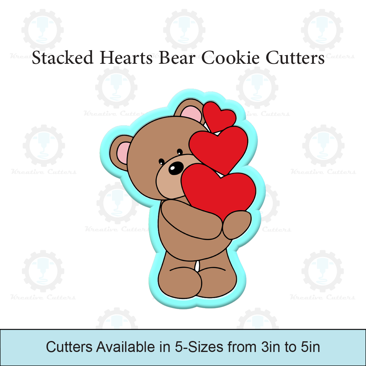 Stacked Hearts Bear Cookie Cutters