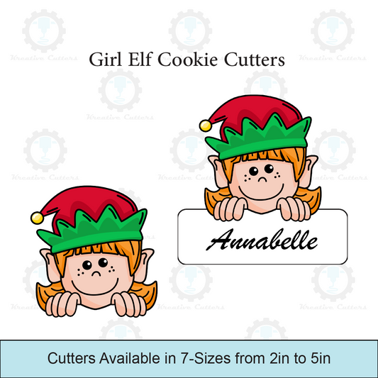 Girl Elf Cookie Cutters | With personalized Text Box Option