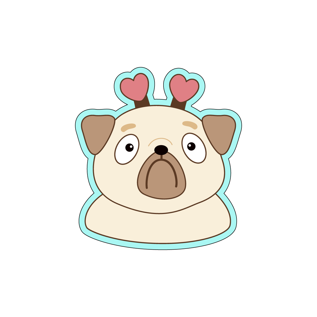 Valentine Pug Dog Cookie Cutters