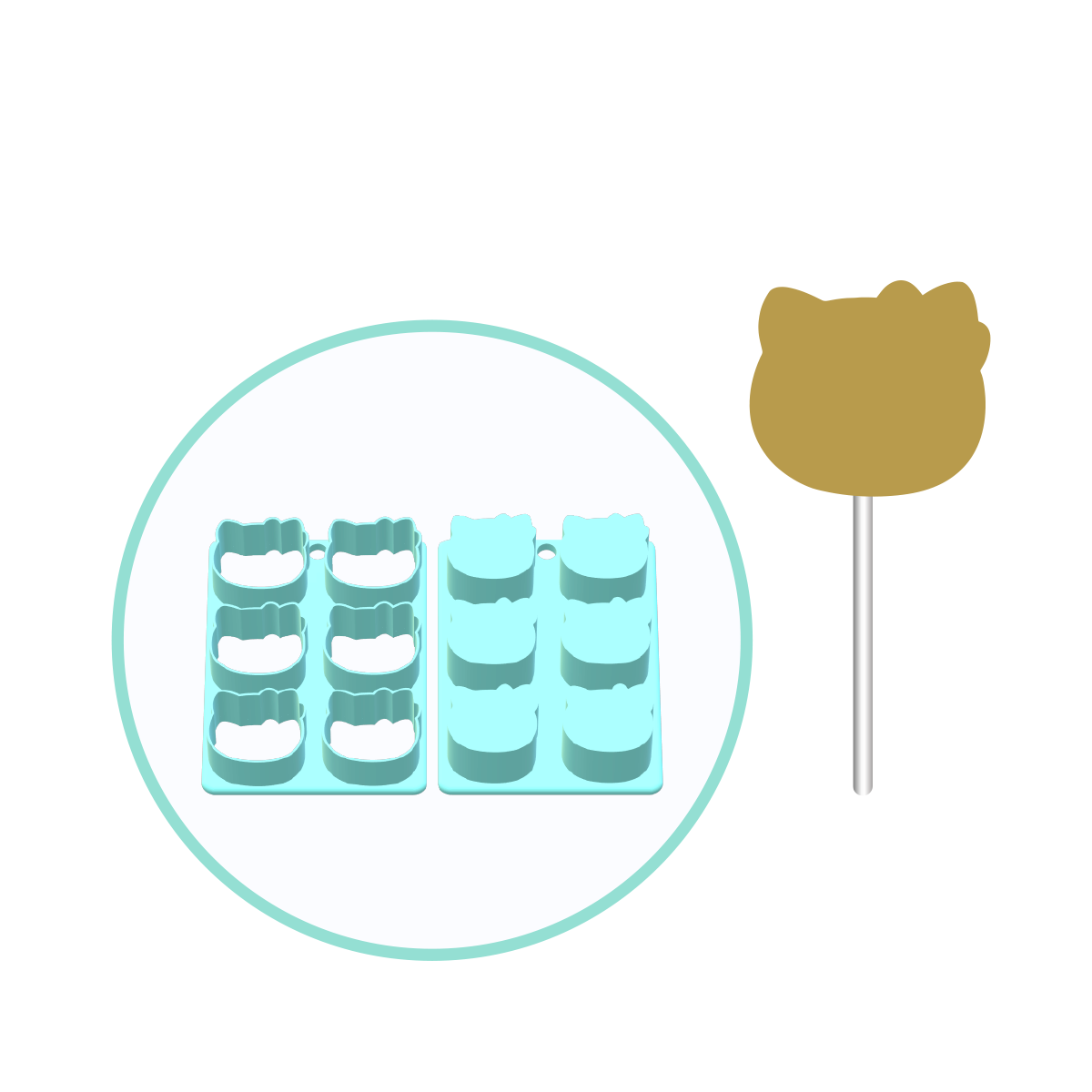 Kitty Cake Pop Mold | Deluxe Cutter, Popper, and Tray Option