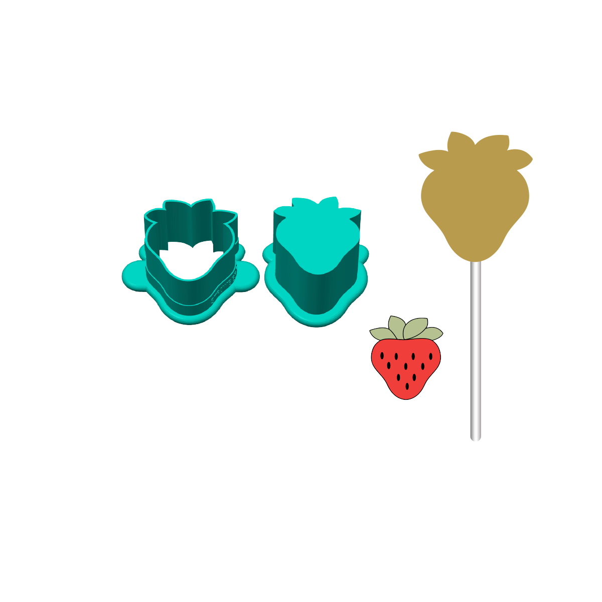 Strawberry Cake Pop Mold | Deluxe Cutter, Popper, and Tray Option