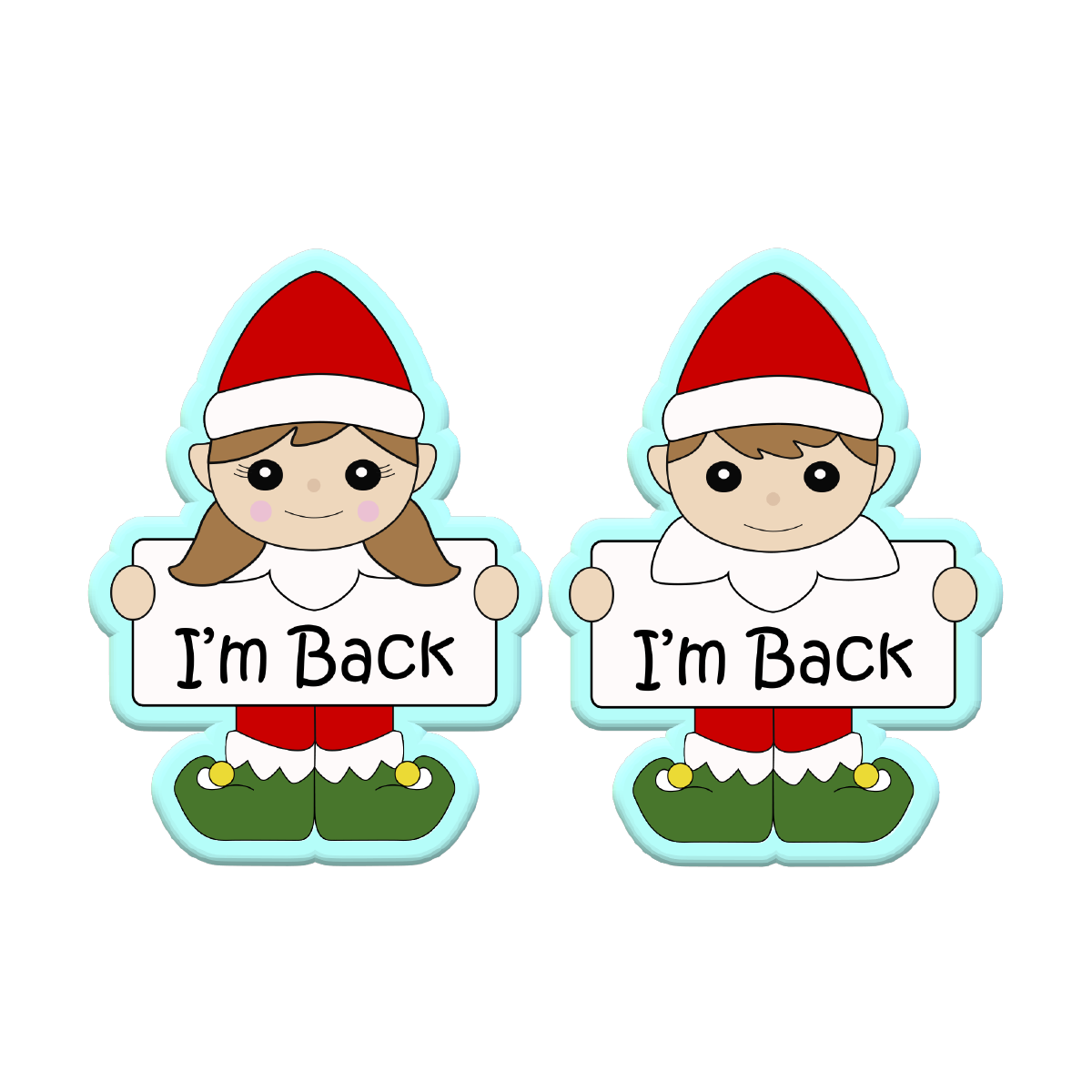 Tall Christmas Elf with Name Plaque Cookie Cutters