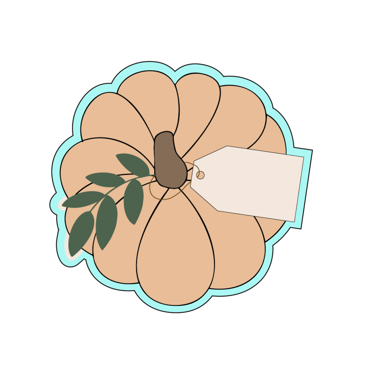 Fall Pumpkin with Floral leaves and gift tag Cookie Cutters