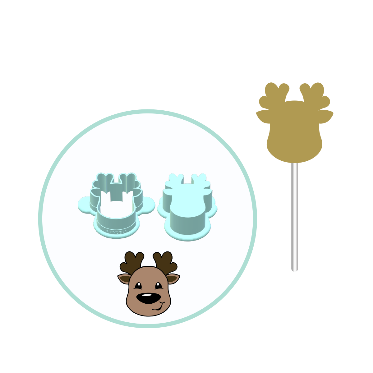 Christmas Reindeer Cake Pop Mold | Deluxe Cutter, Popper
