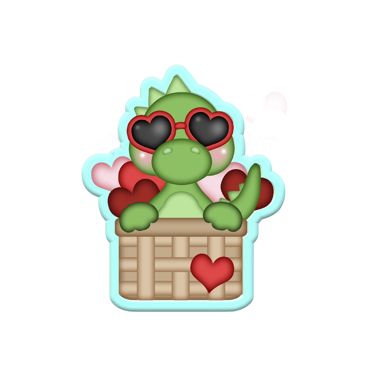 Valentines Dino Heart Basket Cookie Cutters