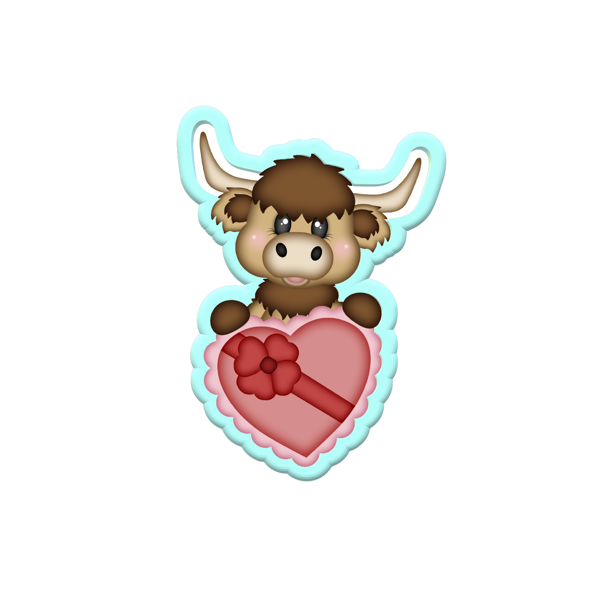 Highland Cow with Heart Box Cookie Cutters