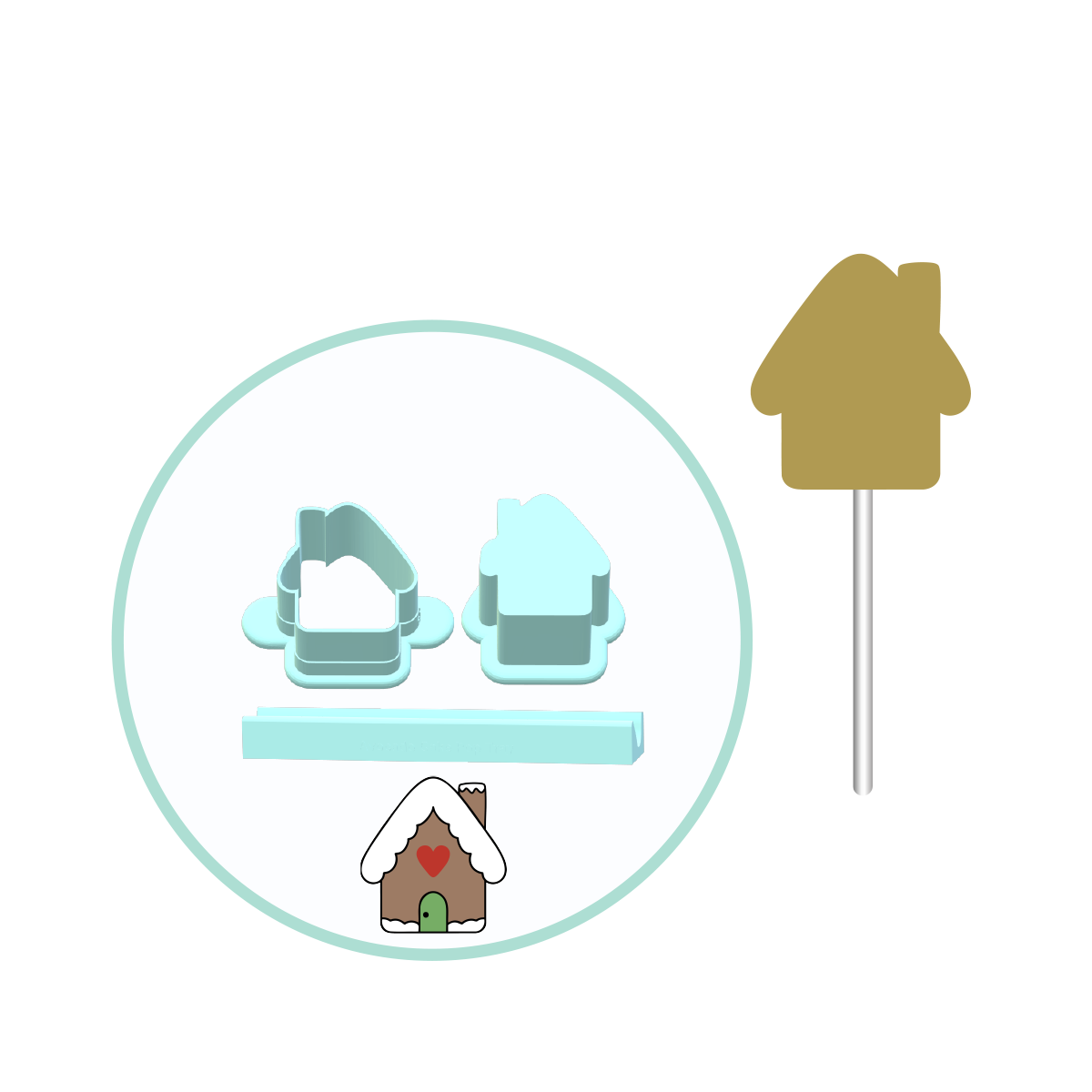 Christmas Gingerbread House Cake Pop Mold | Deluxe Cutter, Popper, and Tray Option
