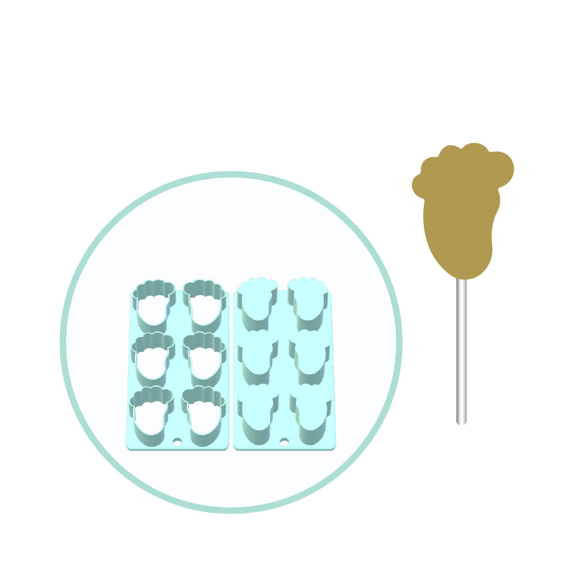 Baby Feet Cake Pop Mold | Deluxe Cutter, Popper, and Tray Option