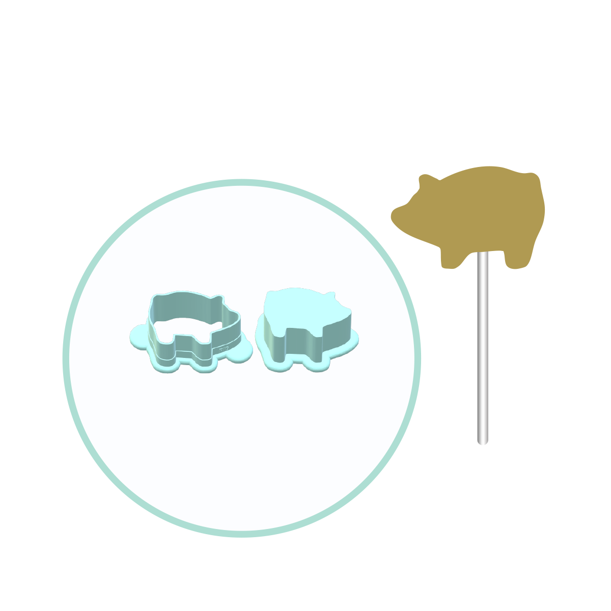 Pig Cake Pop Mold | Deluxe Cutter, Popper, and Tray Option