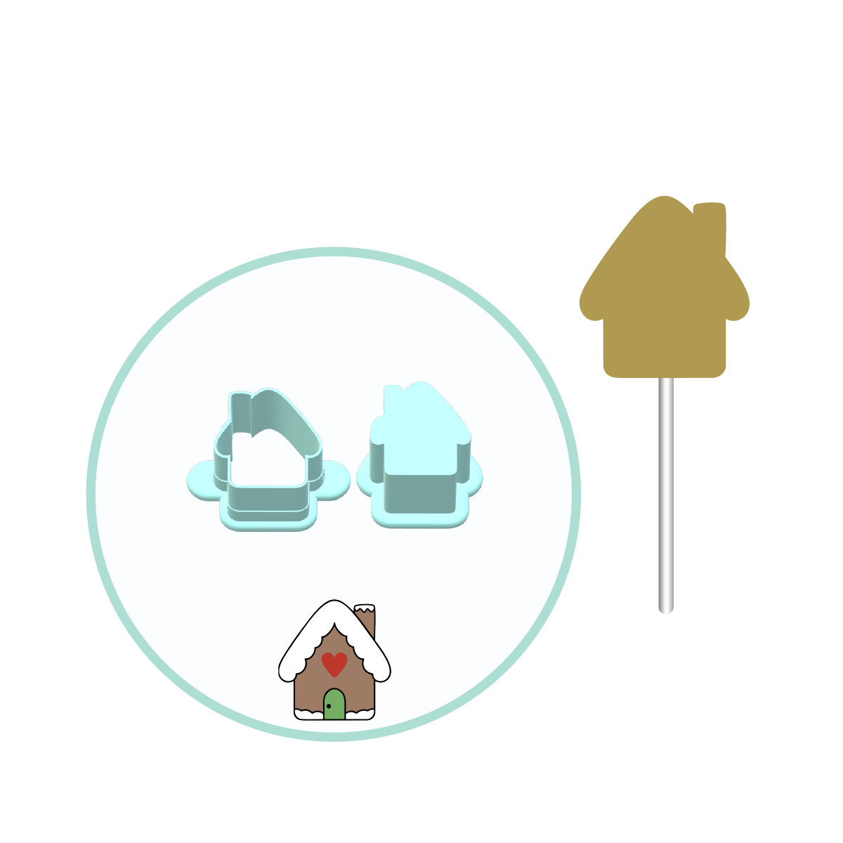 Christmas Gingerbread House Cake Pop Mold | Deluxe Cutter, Popper, and Tray Option