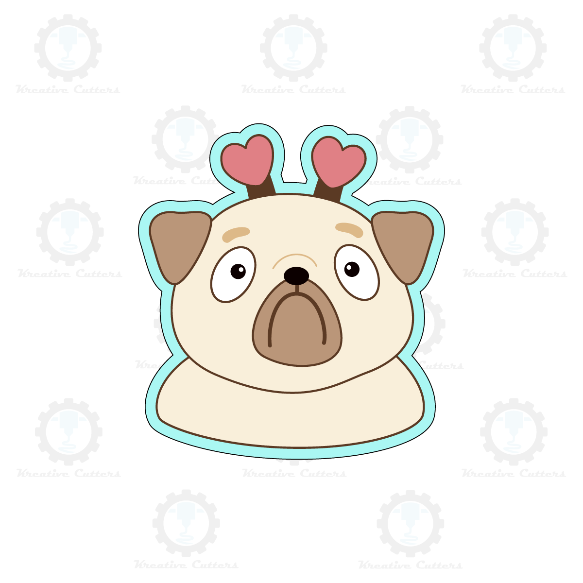 Valentine Pug Dog Cookie Cutters