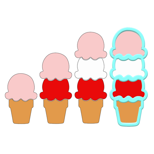 Ice Cream Cone Cookie Cutter | 1-Cutter with 3 design options