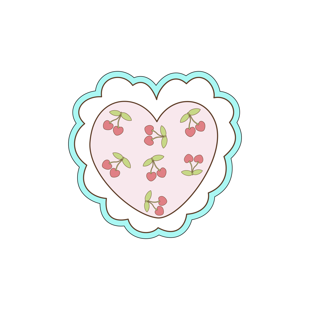 Scalloped Heart with Cherries Cookie Cutters