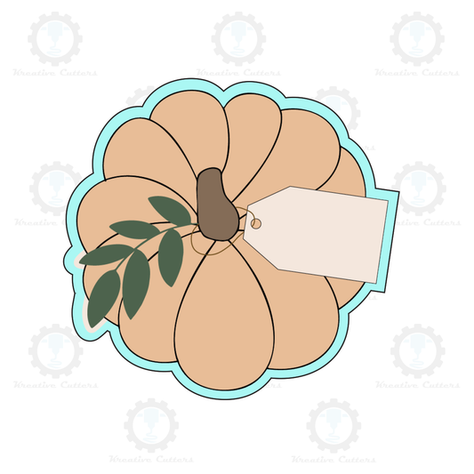 Fall Pumpkin with Floral leaves and gift tag Cookie Cutters