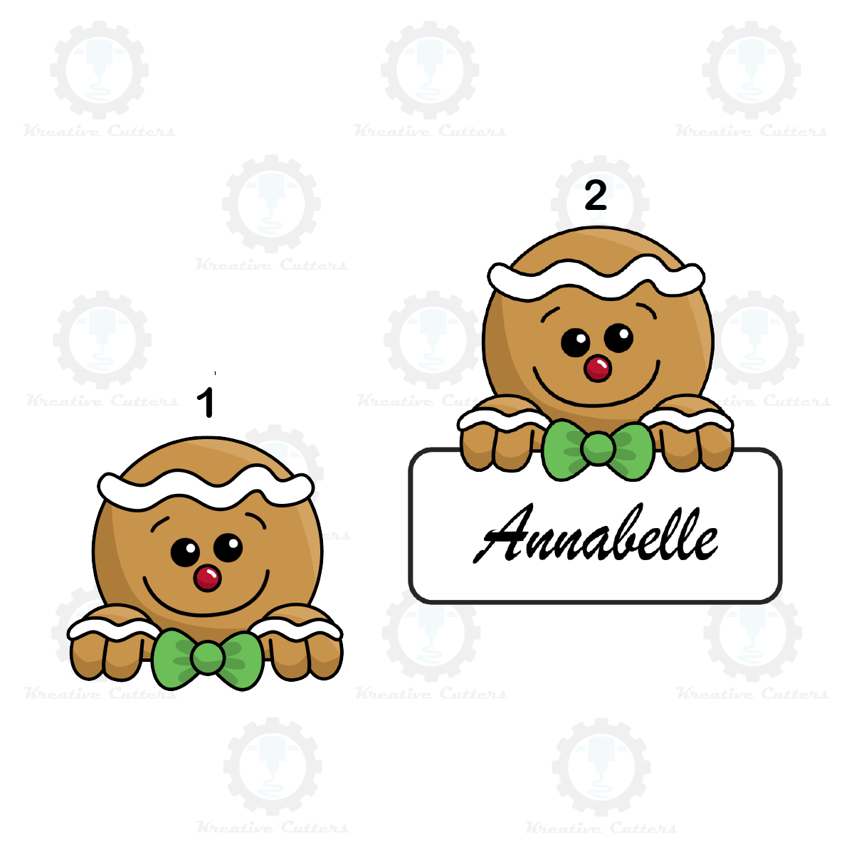 Gingerbread Man 2 Cookie Cutters | With personalized Text Box Option